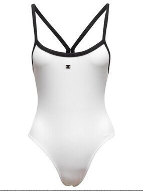 CHANEL White and Black One-Piece Swimsuit SS 2022